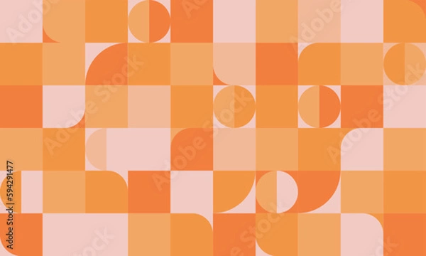 Obraz 【オレンジ】ミニマル・幾何学・メンフィスのパターン背景素材