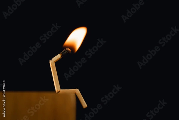 Obraz Close-up of matchsticks, conceptual media, burning out in business