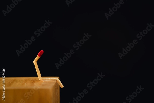 Obraz Close-up of matchsticks, conceptual media, burning out in business