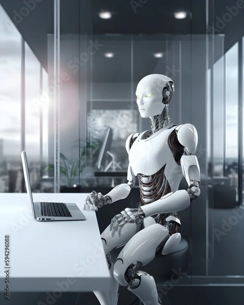 Fototapeta The Robotic Colleague - An Office Worker of the Future