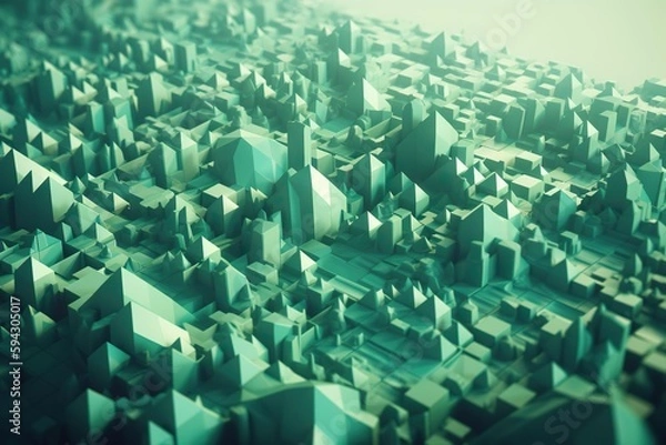 Fototapeta A Very Large Group Of Green Buildings In A City With A Sky Background City Skyline Animation Motion Graphics Generative AI