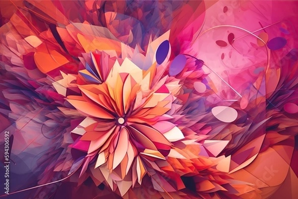 Fototapeta A Colorful Abstract Painting With A Flower In The Middle Of It Coral Reef Fauvism Textile Design Generative AI