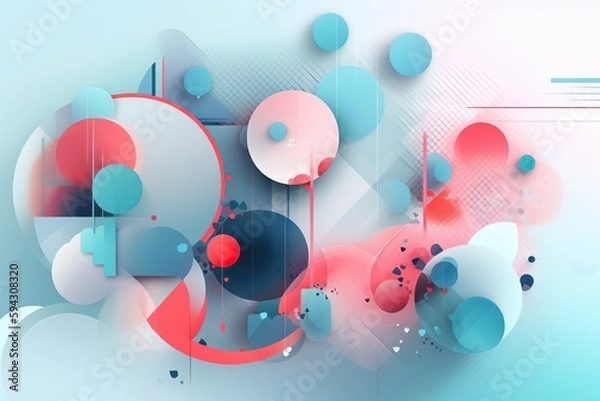 Obraz A Colorful Abstract Background With Circles And Shapes On A Blue Background Graffiti Wall Typography Motion Graphics Generative AI
