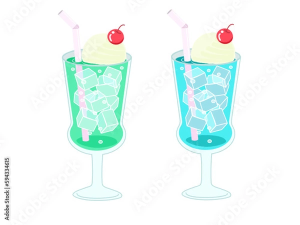 Obraz カラフルなクリームソーダのイラスト