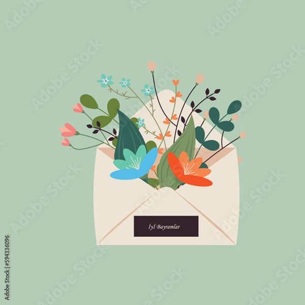 Fototapeta greenery greeting card, invitation card template