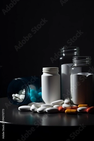 Obraz bottle and pills
