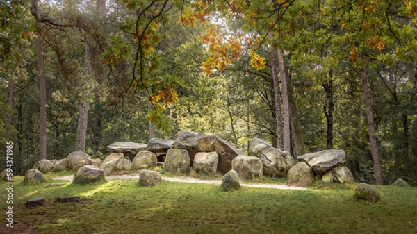 Fototapeta Ancient dolmens also named hunebeds in Emmen the Netherlands
