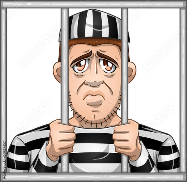 Obraz Sad Prisoner Behind Bars