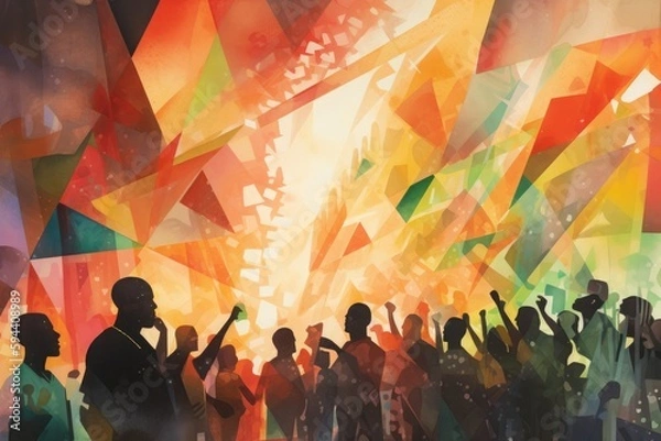 Fototapeta Abstract Juneteenth Watercolor Art - Freedom and Celebration created with Generative AI technology