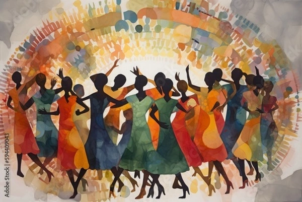 Fototapeta Expressive Juneteenth Painting - Unity and Joy in Watercolor created with Generative AI technology