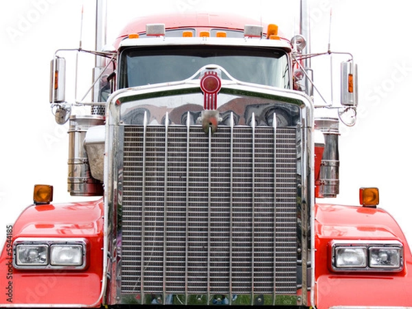 Obraz stalowy grill czerwony samochód na białym tle na białym tle