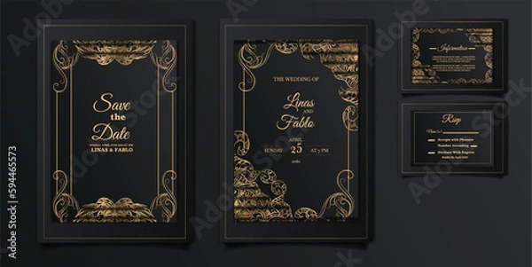 Obraz luxury wedding invitation cards set
