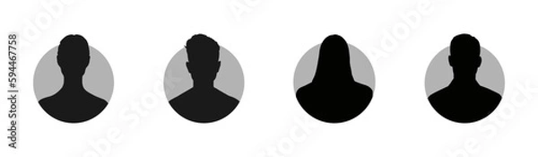 Fototapeta Default anonymous user portrait vector illustration flat vector designs. Man and woman vector profile signs set