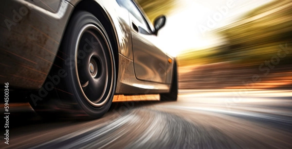 Fototapeta Speeding sports car on multiple lane highway generated by AI