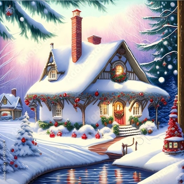 Obraz Cottage in the snow