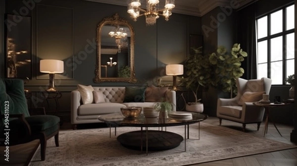 Fototapeta a luxury living room, generative ai