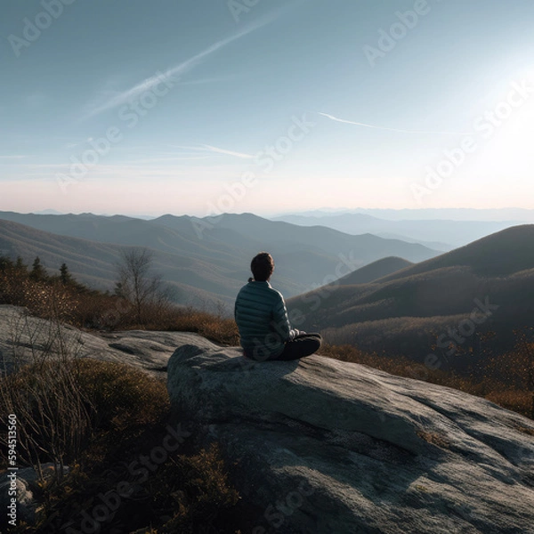 Obraz man sitting on a rock