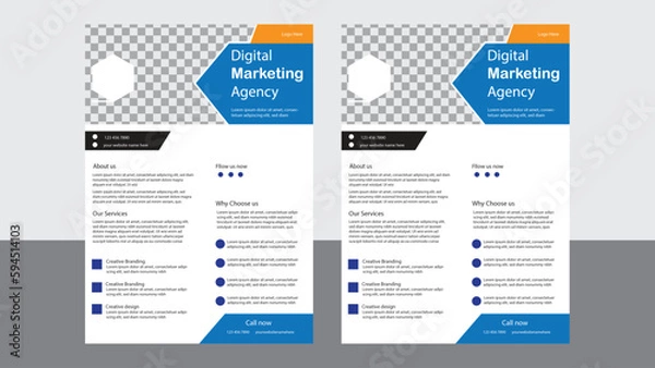 Fototapeta Corporate business flyer template marketing vector layout modern banners poster A4 graphic design  