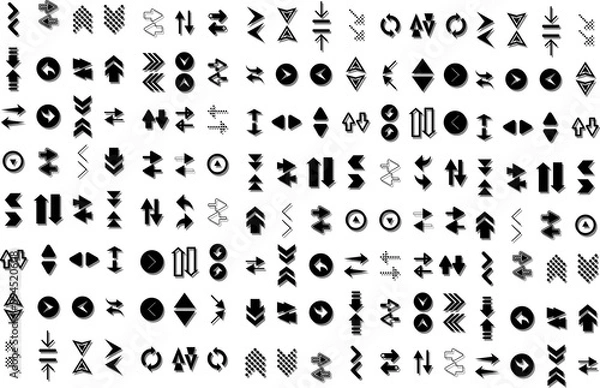 Fototapeta Black vector arrows collection. Arrow. Cursor.Arrows black icons. Arrow icon. Arrow vector collection. Arrow. Cursor. Modern simple arrows. Vector illustration.Modern simple arrows.