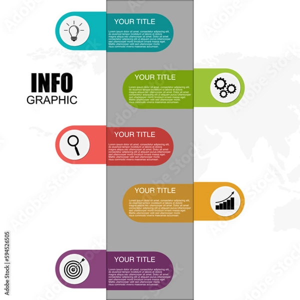 Fototapeta Vector Infographic Business data visualization with 5 options. designed abstract background template for business concept.
