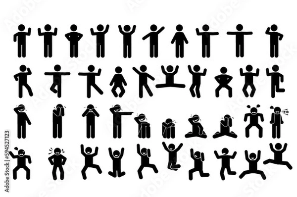 Fototapeta 40 stick figure set, pictogram, stickman.