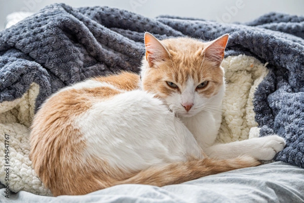 Obraz cat sleeping on a blanket
