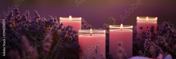 Obraz Candles in a Lavender Field