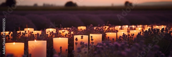 Obraz Lavender Sunset with Scented Candles