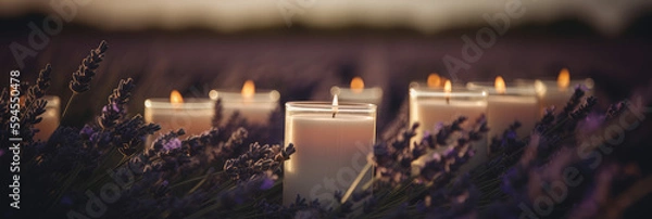 Obraz Scented Candles in a Lavender Field