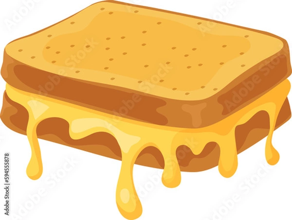 Obraz Grilled cheese sandwich on a white background. Isolated vector illustration.