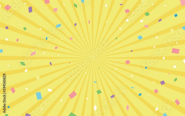 Fototapeta サンバースト　黄色　イエロー　カラフルな紙吹雪