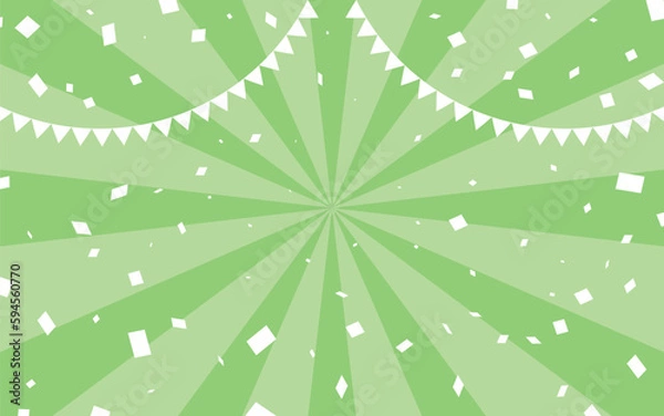 Fototapeta サンバースト　緑　ガーランド　紙吹雪