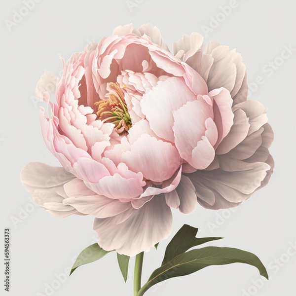 Fototapeta Fresh peony flower isolated on the white background. Generative AI
