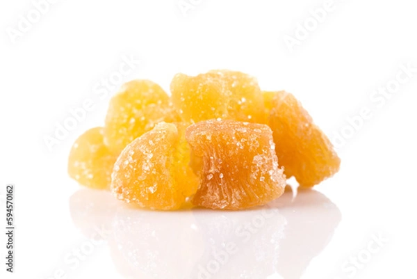Fototapeta heap of sweat Candied ginger isolated on white