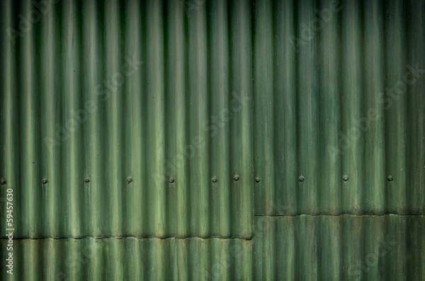 Obraz Green multi-tone grunge corrugated wall with character