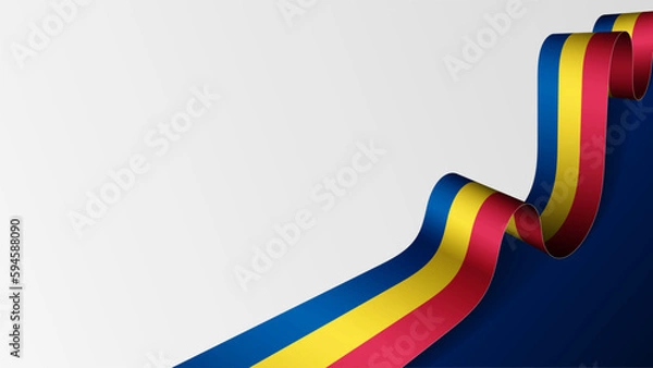 Fototapeta Romania ribbon flag background.
