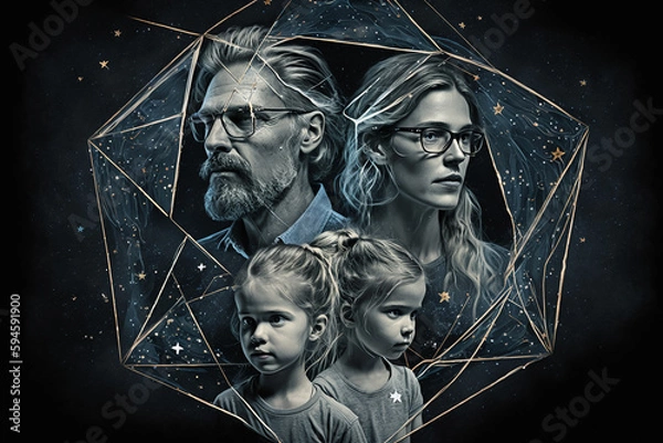Fototapeta Constellation familiale, schéma familiale,  IA générative, Générative, IA 