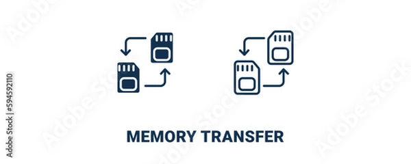 Obraz memory transfer icon. Outline and filled memory transfer icon from ai and future technology collection. Line and glyph vector isolated on white background. Editable memory transfer symbol.