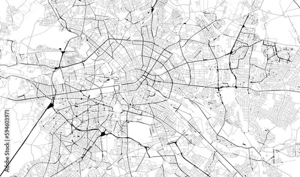 Obraz Monochrome city map with road network of Berlin