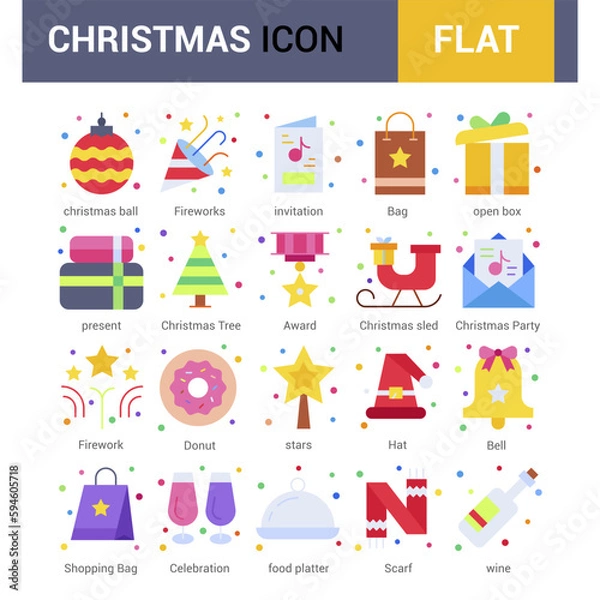 Obraz Set of christmas icons. Vector Illustration.
