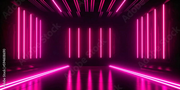 Obraz fluorescent lights on stage background in dark
