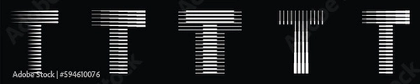 Obraz Letter T Logo Collection with Abstract Line Pattern