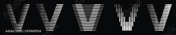 Fototapeta Letter V Logo Collection with Abstract Line Pattern