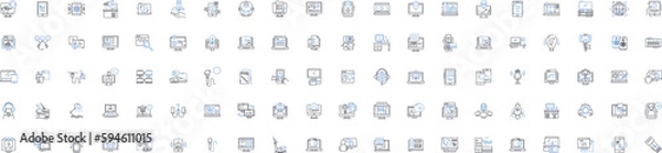 Obraz Technology line icons collection. Innovation, Automation, Robotics, Artificial intelligence, Augmented reality, Cloud computing, Cybersecurity vector and linear illustration. Blockchain,Gamification