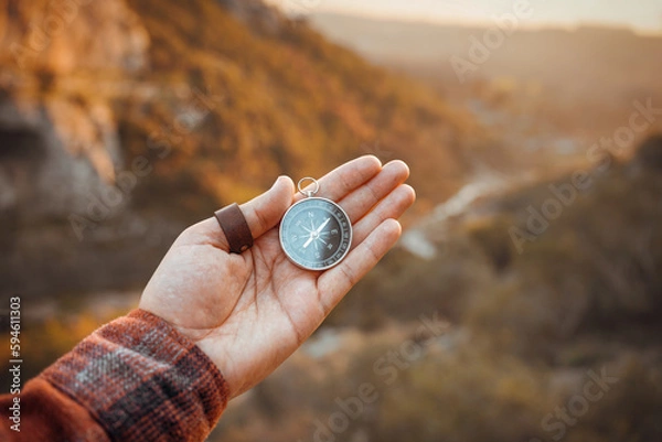 Obraz Compass, navigational compass, travel compass, lost compass,