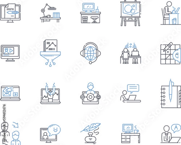 Fototapeta Annual convention line icons collection. Gathering, Symposium, Conference, Forum, Meetup, Summit, Assembly vector and linear illustration. Event,Congress,Rally outline signs set
