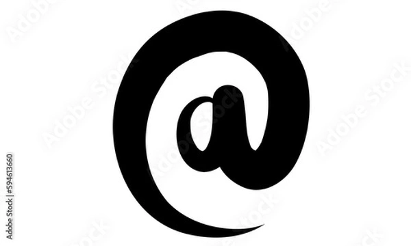 Fototapeta @ sign et symbol black hand drawing illustration PNG with transparent background