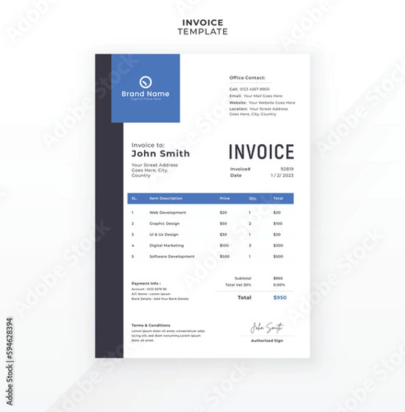 Obraz Modern creative invoice template design