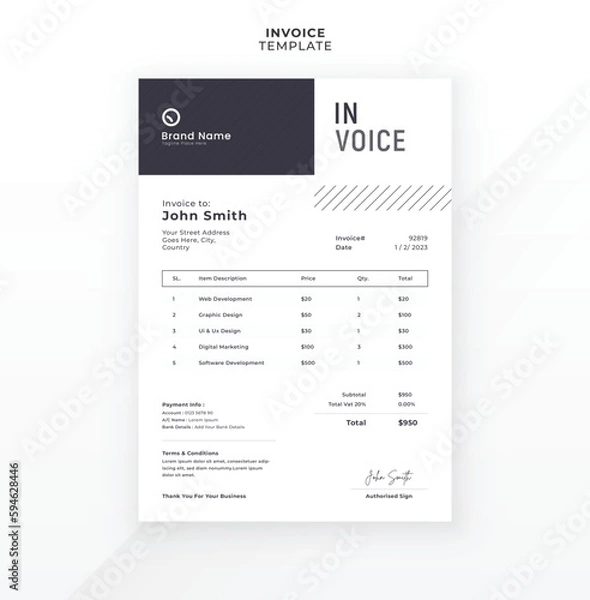 Obraz Modern creative invoice template design