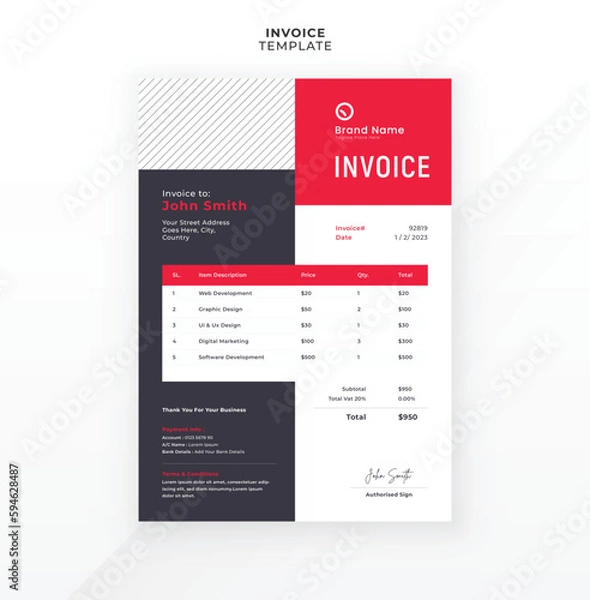 Obraz Modern creative invoice template design